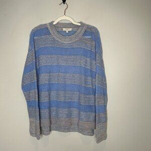 Habitual Womens Wool Blend Blue Striped Sweater Size Large